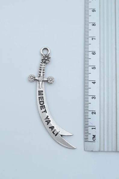 Zülfikar Kılıcı Gümüş Kaplama Örme Zincir Kolye - Resim 3