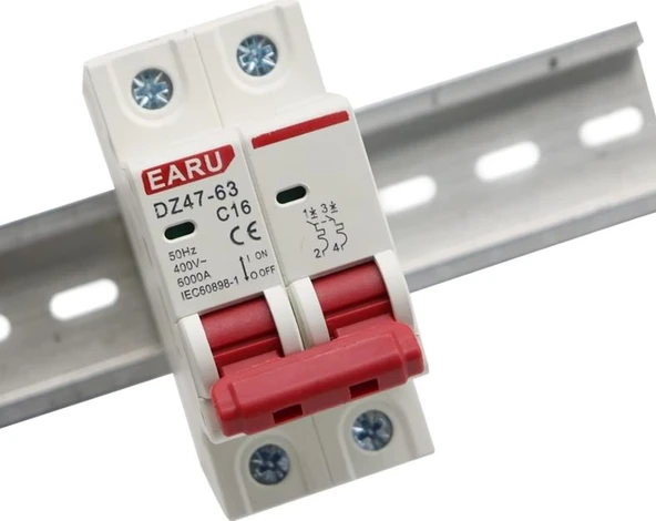 Earu DZ47-63 2 Kutup 63A 10ka C Tipi Sigorta