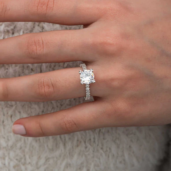 Gümüş Tektaş Tamtur Kadın Yüzük SL10753 - Resim 11