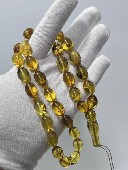 Doğal Kaya Damla Kehribar Tesbih 33lük 32,95 Gram