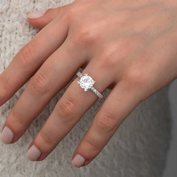 Gümüş Tektaş Tamtur Kadın Yüzük SL10753 - Resim 9