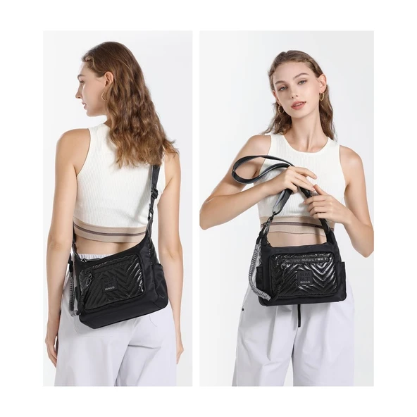 Parlak Kumaş Çapraz Askılı Kadın Postacı Çantası 3251 - 5