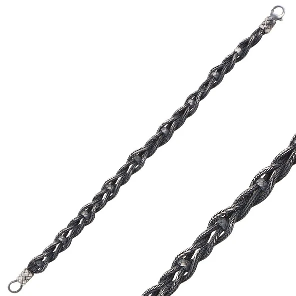 Silverella Gümüş 925 Ayar Kazaziye El Örmesi Oksitli Bileklik SE2025B98774 ürün görseli