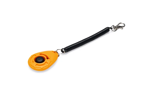 Beeztees Köpek Eğitim Klikırı, Karabina ve Bağlama Kordonlu, Turuncu, 6x4x1,7cm ürün görseli 1