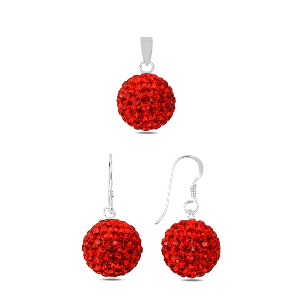 Silverella Gümüş 925 Ayar Zirkon Taşlı Sallantılı Top Set SE2025S90114
