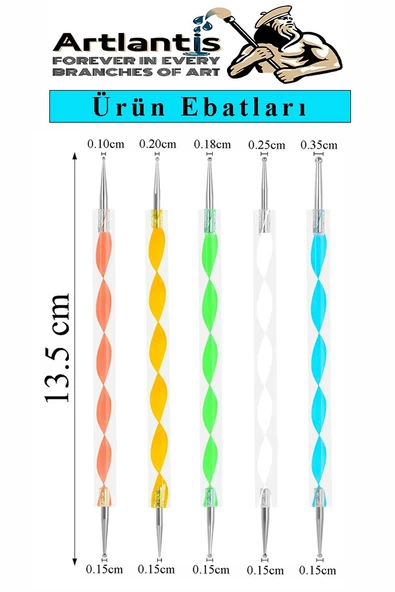 Alüminyum Kabartma Kalemi 5 li 1 Paket Aliminyum Folyo Kabartma Çift Uçlu Akrilik Saplı İzleme Noktalama Kalemi Gravür - 2