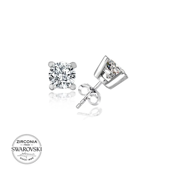 Silverella Gümüş 925 Ayar Swarovski Zirconia Taşlı Tektaş Küpe SE2025E96246