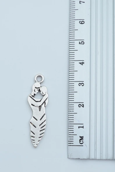 Sarılan Sevgili - Söz Gümüş Kaplama Örme Zincir Kolye - Resim 3