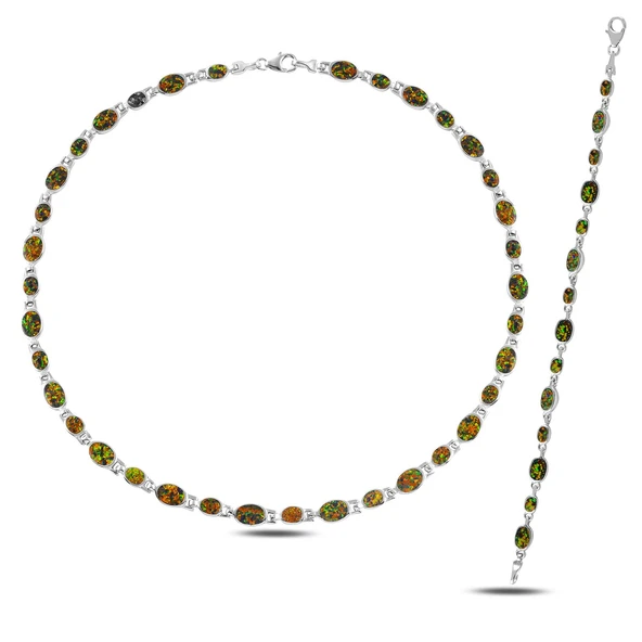 Silverella Gümüş 925 Ayar Opal Taşlı Set SE2025S100147