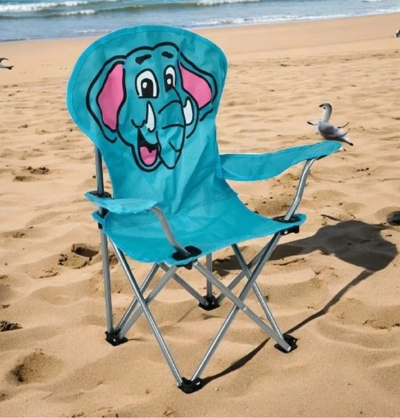 Ed Pet Dizayn Çocuk Kamp Sandalyesi Fil Desen Taşıma Çantası ile Beraber - 2