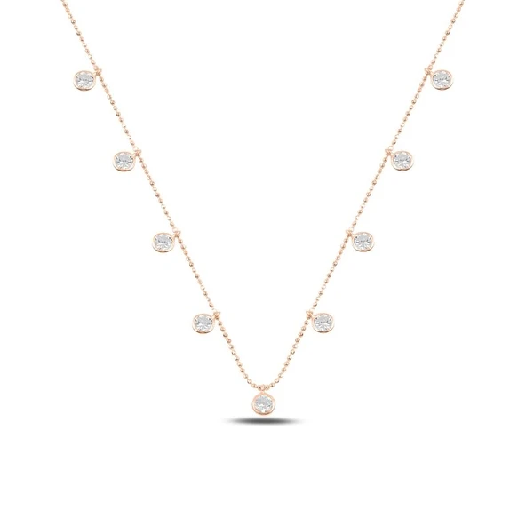 Silverella Gümüş 925 Ayar Yuvarlak Zirkon Taşlı Sallantılı Şans Kolyesi SE2025N91991 ürün görseli