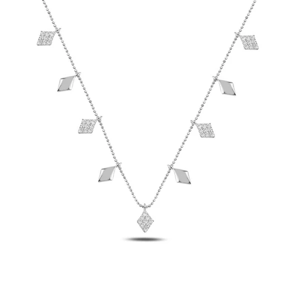 Silverella Gümüş 925 Ayar Zirkon Taşlı Sallantılı Şans Kolyesi SE2025N93001 ürün görseli