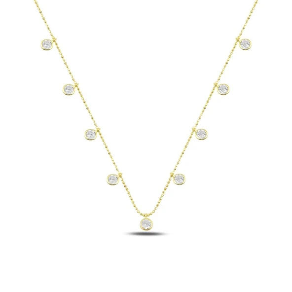 Silverella Gümüş 925 Ayar Yuvarlak Zirkon Taşlı Sallantılı Şans Kolyesi SE2025N91991 - Resim 2