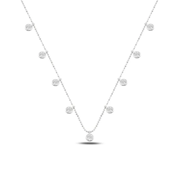 Silverella Gümüş 925 Ayar Yuvarlak Zirkon Taşlı Sallantılı Şans Kolyesi SE2025N91991 - Resim 3