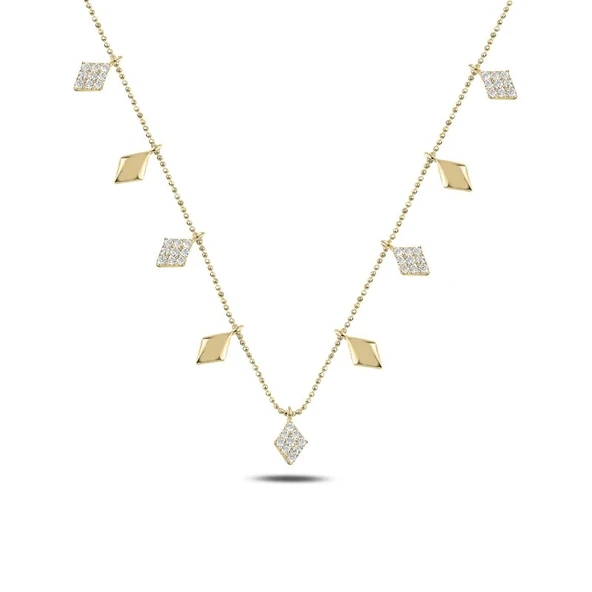 Silverella Gümüş 925 Ayar Zirkon Taşlı Sallantılı Şans Kolyesi SE2025N93001 - Resim 2