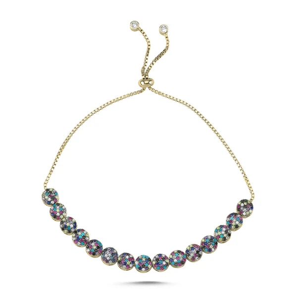 Silverella Gümüş 925 Ayar Renkli Zirkon Taşlı Asansör Bileklik SE2025B101562 ürün görseli