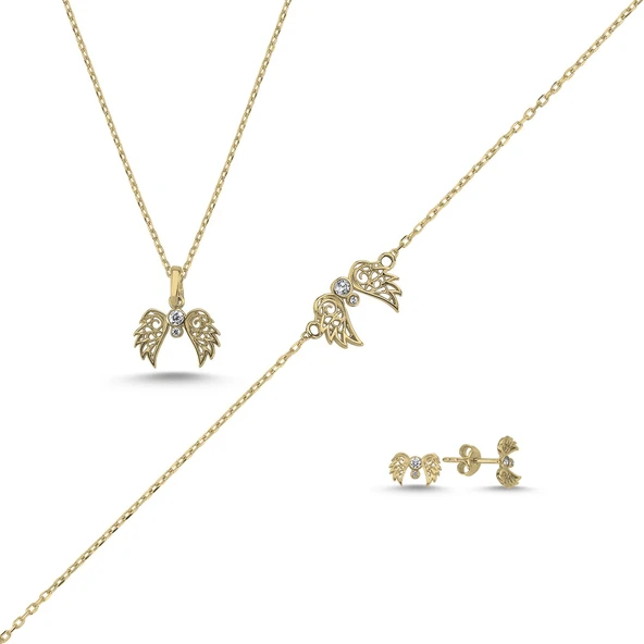Silverella Gümüş 925 Ayar Kanat Zirkon Taşlı Set SE2025S102413 - 3