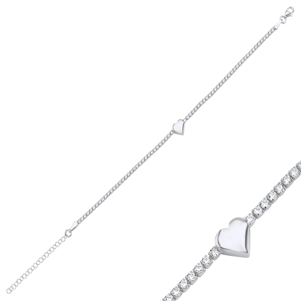 Silverella Gümüş 925 Ayar Kalp & Suyolu Zirkon Taşlı Bileklik SE2025B102500 ürün görseli