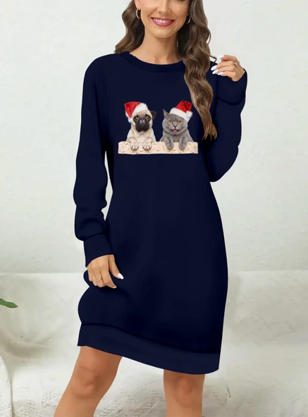 Lucky Life Kadın Uzun Kollu Bisiklet Yaka Desenli Viskon Iki Iplik Bluz - Resim 2