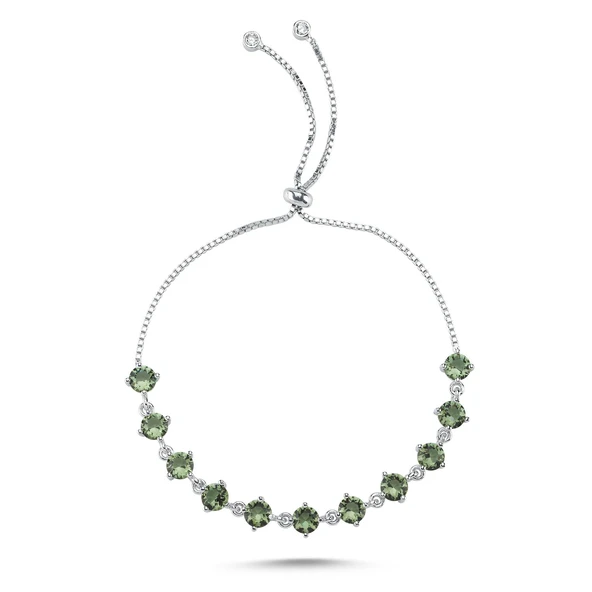 Silverella Gümüş 925 Ayar Suyolu 5mm Sultanit Zirkon Taşlı Asansör Bileklik SE2025B101645 - Resim 2