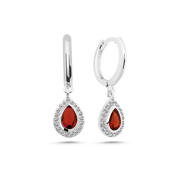 Silverella Gümüş 925 Ayar Garnet Zirkon Taşlı Hagi Küpe SE2025E102394