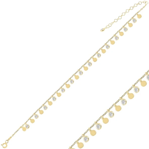 Silverella Gümüş 925 Ayar Sallantılı Pul & Zirkon Taşlı Halhal SE2025ANK94956 - Resim 2