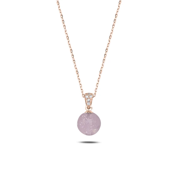 Silverella Gümüş 925 Ayar Pembe Küre Kolye SE2025N103969 - Resim 2