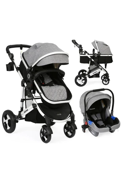Yoyko Ultimate Travel Sistem Bebek Arabası 3 In 1 Gri Silver