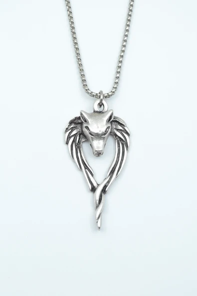 Anubis Ölüm Ve Ceza Tanrısı Gümüş Kaplama Örme Zincir Kolye ürün görseli 1