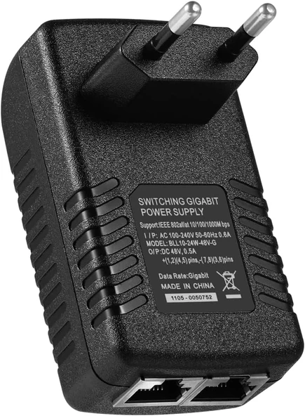 Gigabit PoE enjektörü 48V 0.6A (802.3af uyumlu)