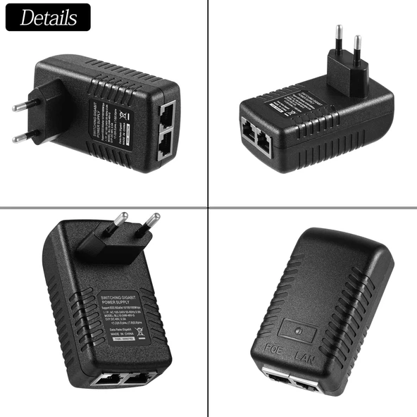 Gigabit PoE enjektörü 48V 0.6A (802.3af uyumlu) - 3