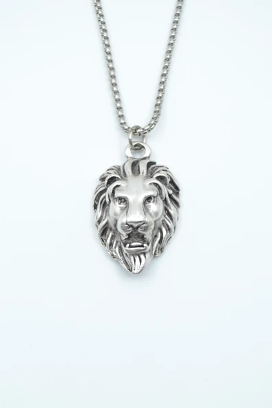 Aslan Gümüş Kaplama Örme Zincir Kolye ürün görseli 1