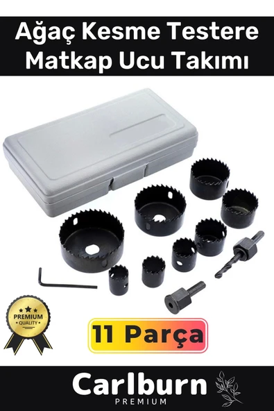 Premium 11 Parça Panç Seti Ağaç Kesme Alyan Anahtarlı Alçıpan Tavan Kesme Matkap Ucu Takımı