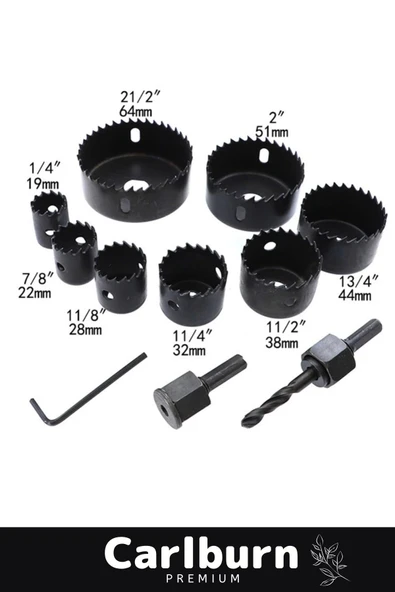 Premium 11 Parça Panç Seti Ağaç Kesme Alyan Anahtarlı Alçıpan Tavan Kesme Matkap Ucu Takımı - 2