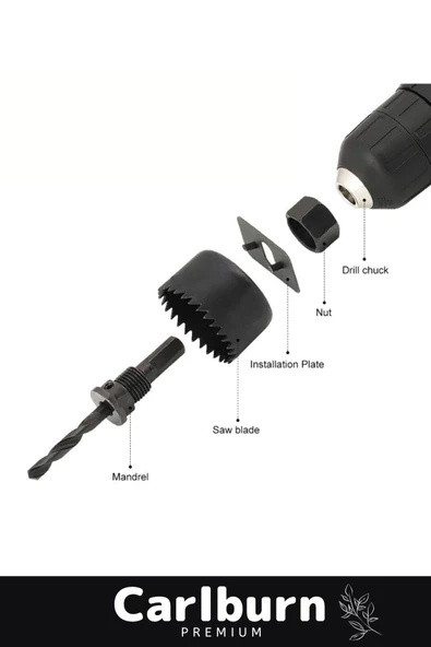 Premium 16 Parça Panç Seti Ağaç Kesme Alyan Anahtarlı Alçıpan Tavan Kesme Matkap Ucu Takımı - 3
