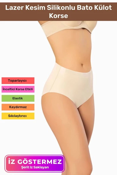 İz Göstermeyen Kaymaz Dikişsiz Popo Kaldıran Toparlayıcı Lazer Kesim Silikonlu Bato Korse