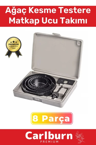 Premium 8 Parça Panç Seti Ağaç Kesme Alyan Anahtarlı Alçıpan Tavan Kesme Matkap Ucu Takımı