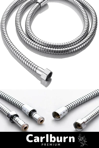 Premium Krom Kopmaz Patlamaz Sızdırmaz Bükülme Dayanıklı Bağlantı Örgülü 150 Cm Sprial Duş Hortumu - 2