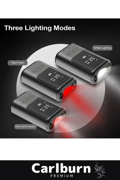 Premium Kablosuz Oto Araç Mini 4000mAh Powerbank 150 PSI Işıklı Aydınlatmalı Oto Hava Kompresörü - 3