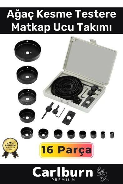 Premium 16 Parça Panç Seti Ağaç Kesme Alyan Anahtarlı Alçıpan Tavan Kesme Matkap Ucu Takımı