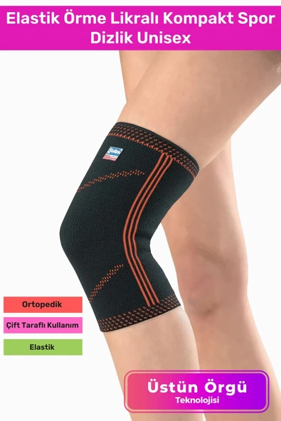 Ortopedik Koruyucu Çift Taraflı Kullanılabilen Elastik Örme Likralı Kompakt Spor Dizlik Unisex
