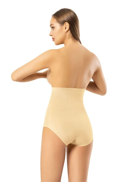 İz Göstermeyen Göbek Sıkılaştırıcı Popo Toparlayıcı Lazer Kesim Yüksek Bel Silikonlu Slip Korse Flex - 2