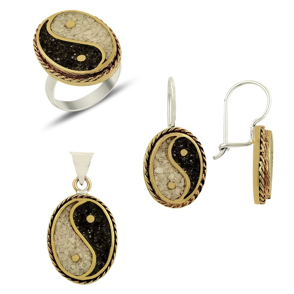 Silverella Gümüş 925 Ayar Yin Yang Otantik Mozaik Set SE2025S14507