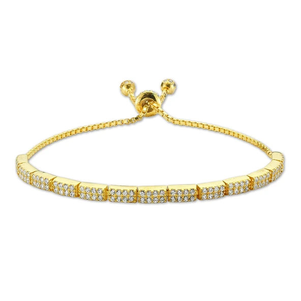 Silverella Gümüş 925 Ayar 2 Sıra Zirkon Taşı Suyolu Asansör Bileklik SE2025B82812 - Resim 2