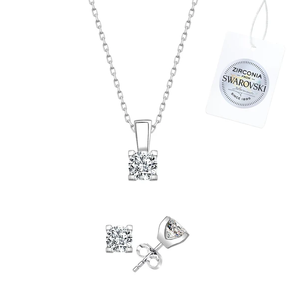Silverella Gümüş 925 Ayar Swarovski Zirconia Taşlı Tektaş Set SE2025S107284