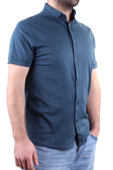 Twister 1853 Petrol Kısa Kol Günlük Pamuklu Erkek Gömlek