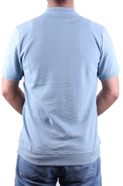 Dagoster DMG23-211240 Mavi Günlük Hakim Yaka Erkek Tişört - 4