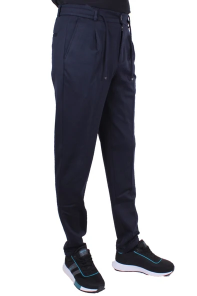 Dagoster DMG23-611275 Lacivert Normal Bel Double Paça Flota Cepli Erkek Pantolon