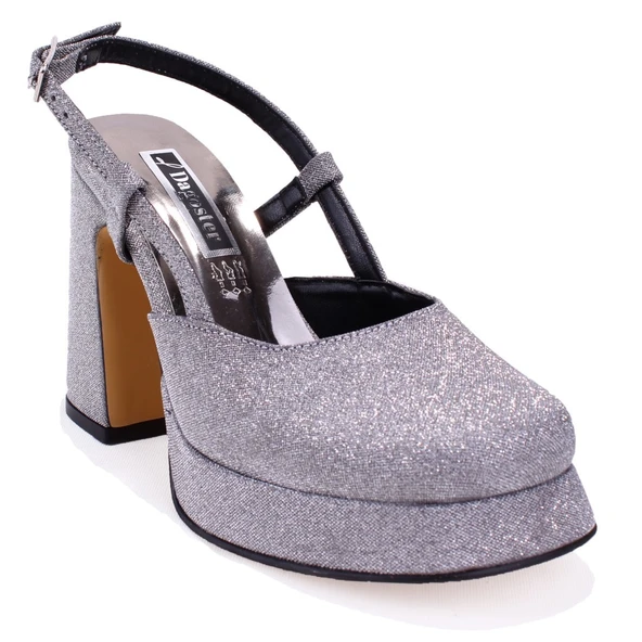 Dagoster DZA07-337560 Platin Simli Platform Topuklu Kadın Ayakkabı