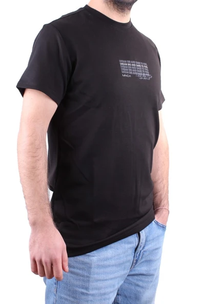 Dagoster DMG23-211676 Siyah Günlük Bisiklet Yaka Erkek Tişört